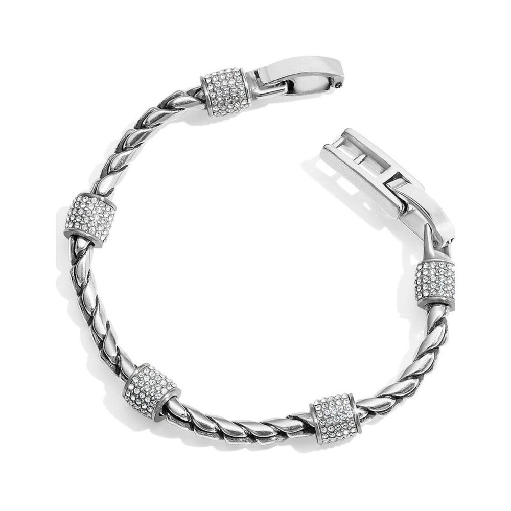 Brighton Meridian Silver Twisted Cable Crystal Station Hinged Bracelet
